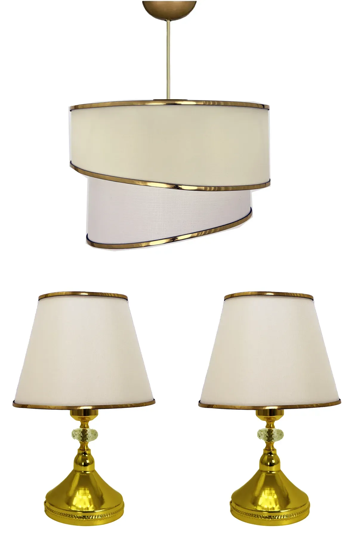 AVİZE,ABAJUR,KOMİDİN SET ACİANO MODEL