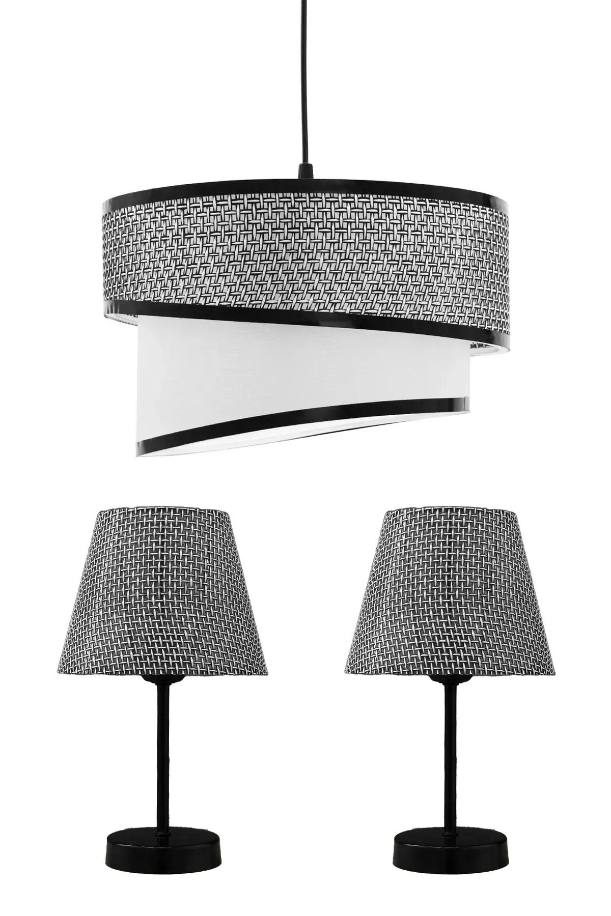 AVİZE,ABAJUR,KOMİDİN GERÇEK HASIR CHETA MODEL SET